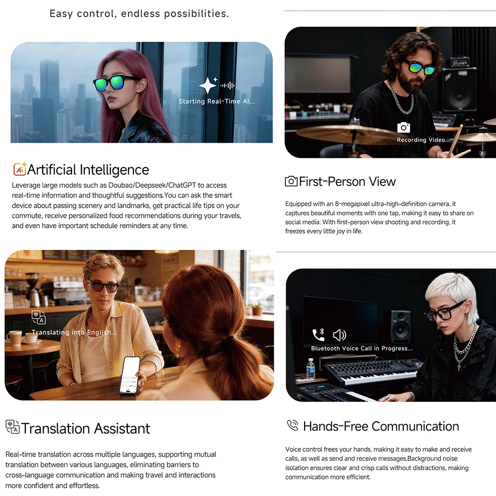 2026 Smart AI Glasses MT5-mini - огляд і ціна Photography Japanese